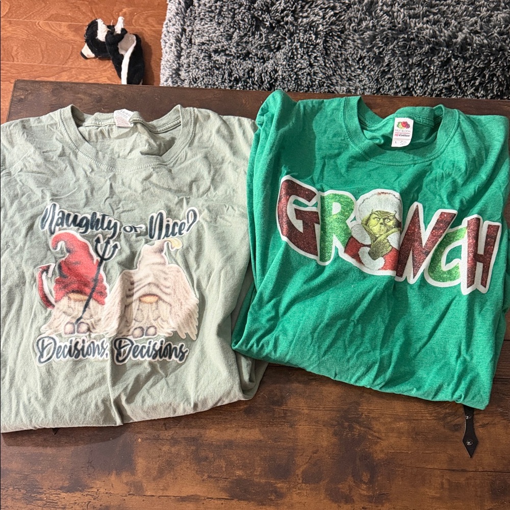 Fruit of the Loom Green Grinch Long Sleeve Tee
